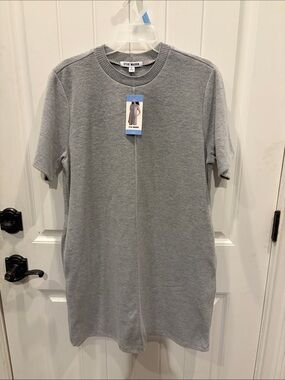 Steve Madden Gray Short-Sleeve Knit Shirt Dress